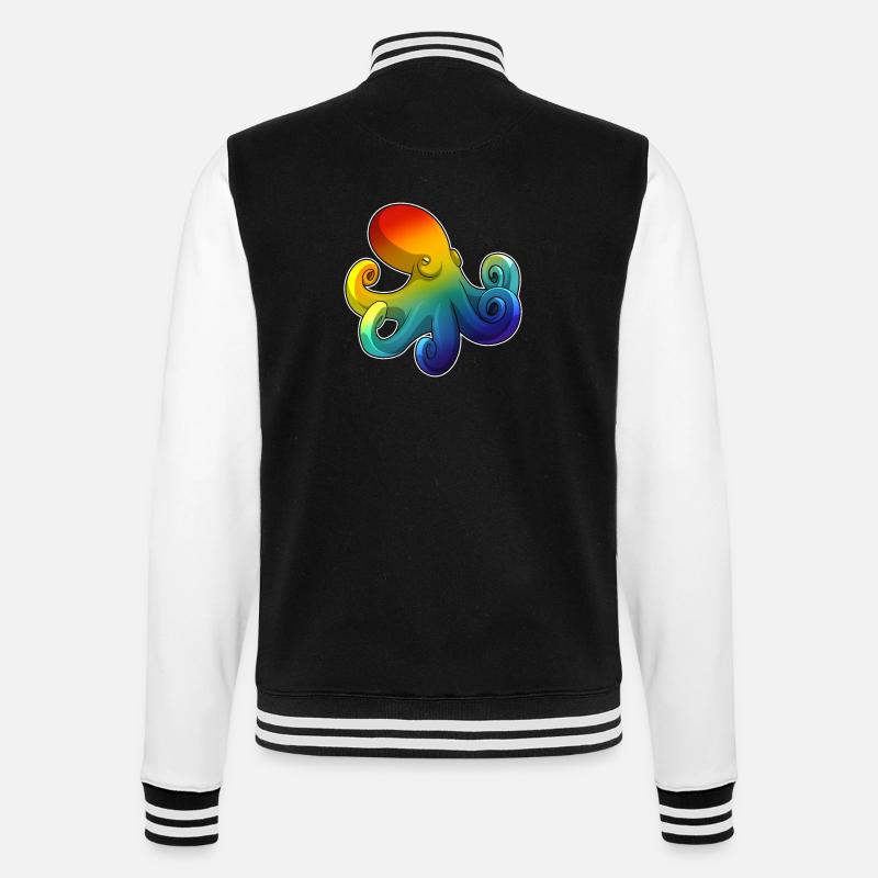 Octopus Rainbow - College Sweat Jacket - black/white