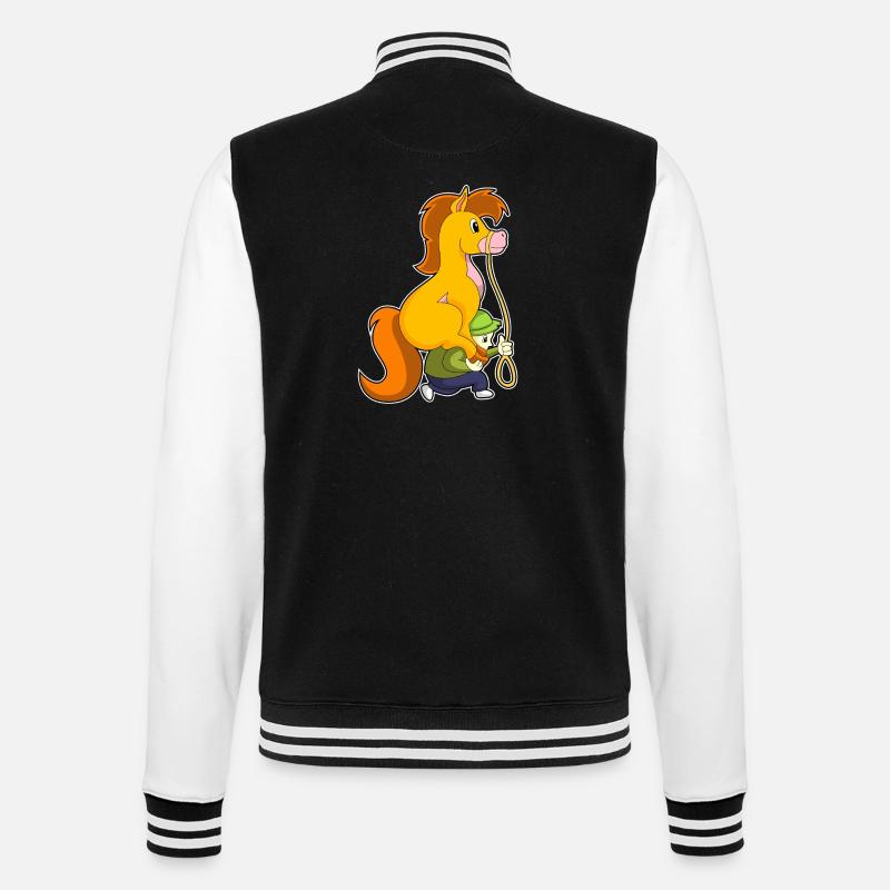 Cheval avec garçon - Veste Teddy - noir/blanc