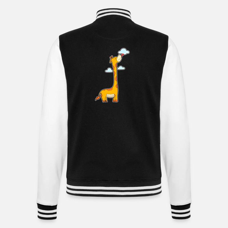 Giraffe Clouds - College Sweat Jacket - black/white