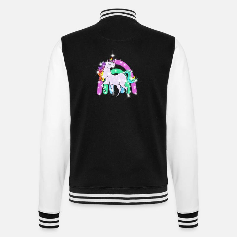 funkelndes Einhorn mit Regenbogen - College-Sweatjacke - Schwarz/Weiß