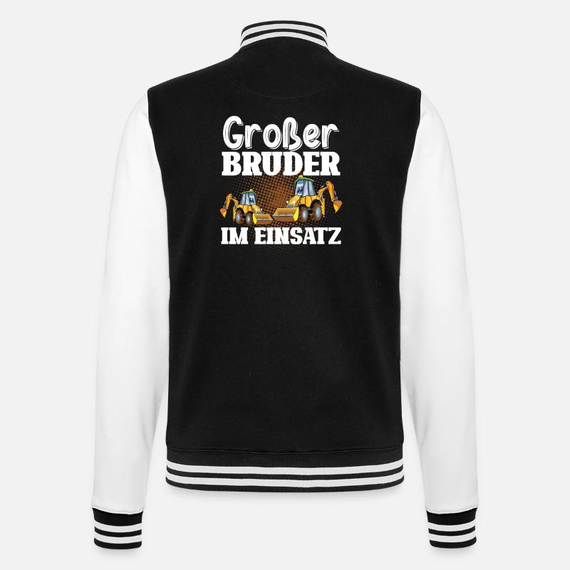 Großer Bruder Im Einsatz Bagger - College-Sweatjacke - Schwarz/Weiß