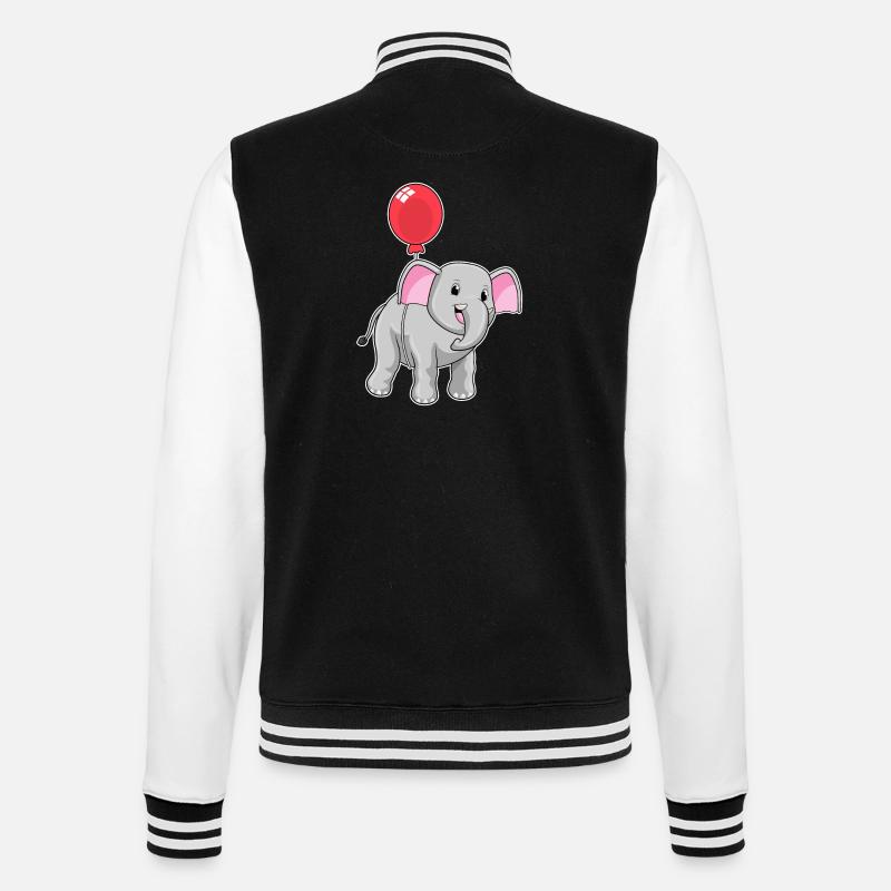 Elefant mit Luftballon - College-Sweatjacke - Schwarz/Weiß