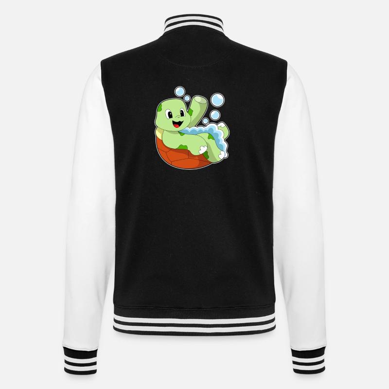 Turtle bathing with foam - College Sweat Jacket - black/white