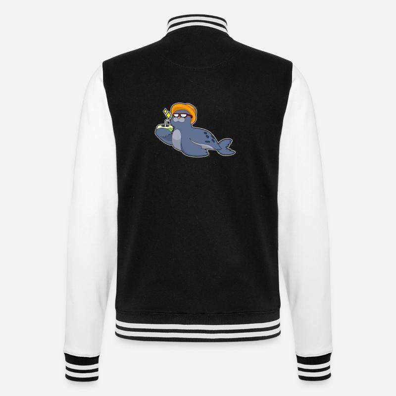 Sceller à la noix de - Veste Teddy - noir/blanc