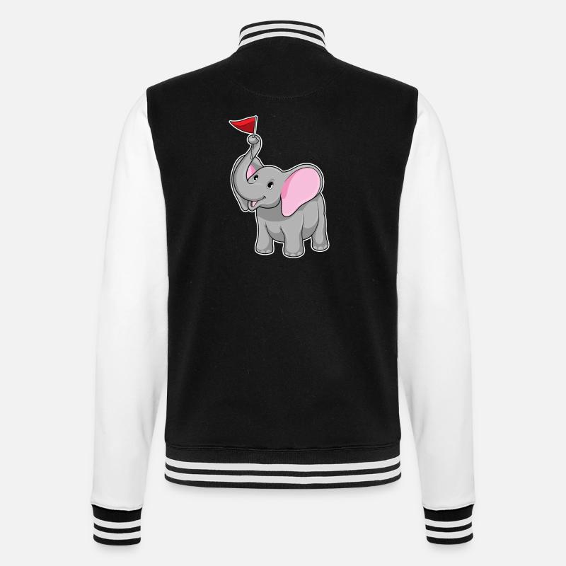 Éléphant avec drapeau - Veste Teddy - noir/blanc