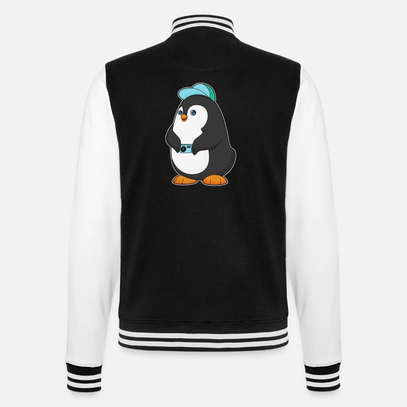 Pinguin Kamera - College-Sweatjacke - Schwarz/Weiß