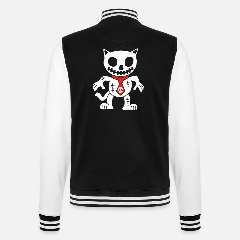 White cat voodoo doll - College Sweat Jacket - black/white
