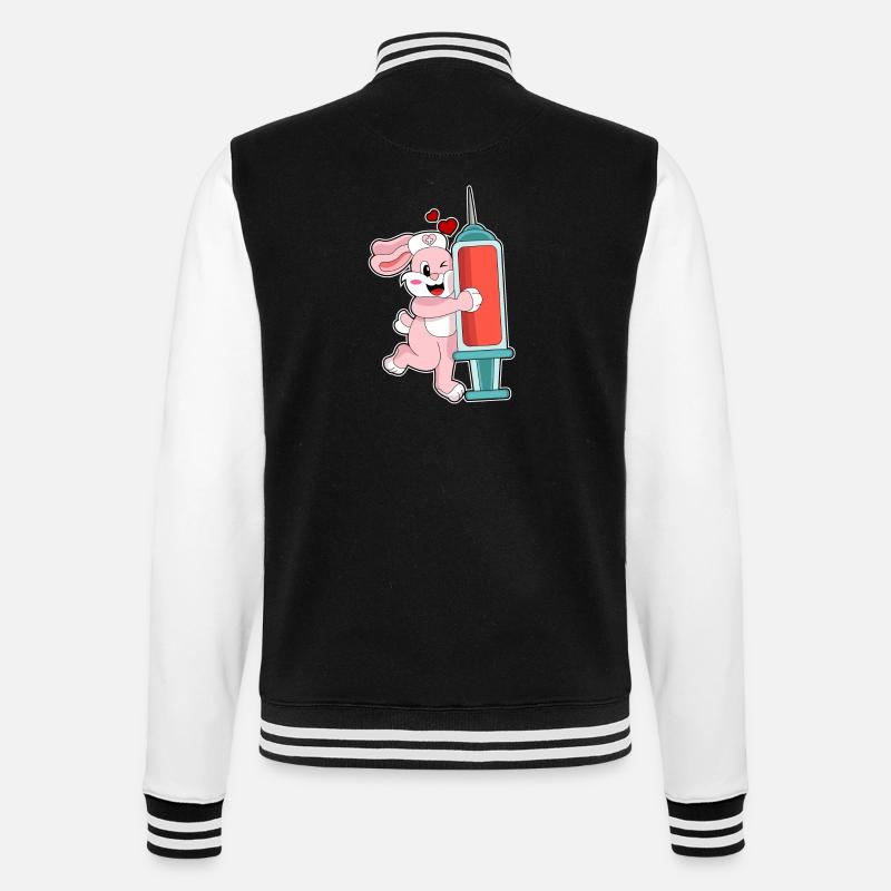 Seringue d’infirmière lapin - Veste Teddy - noir/blanc