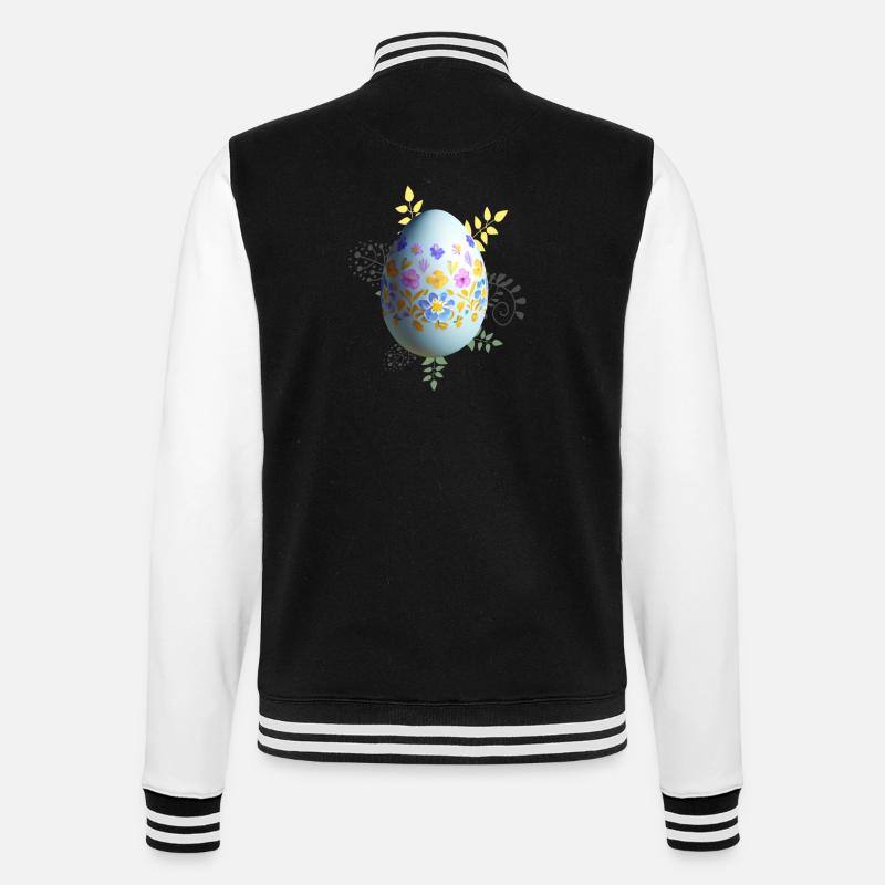 Floral Easter Egg - College Sweat Jacket - black/white