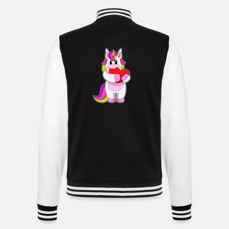 Einhorn Herz - College-Sweatjacke - Schwarz/Weiß