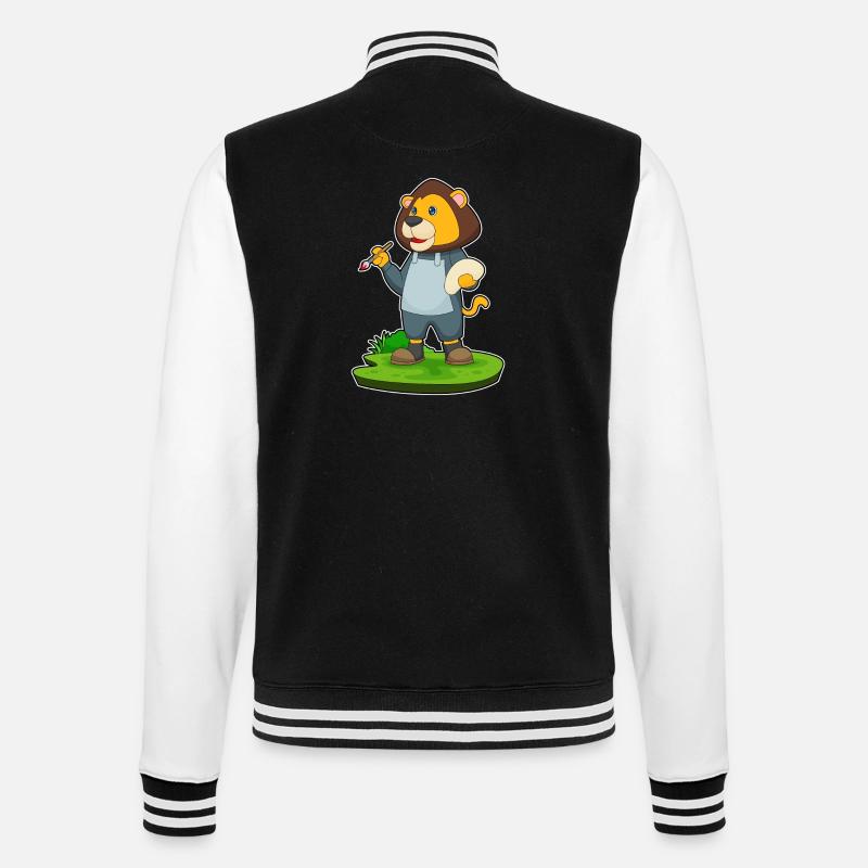 Löwe Malen Pinsel - College-Sweatjacke - Schwarz/Weiß