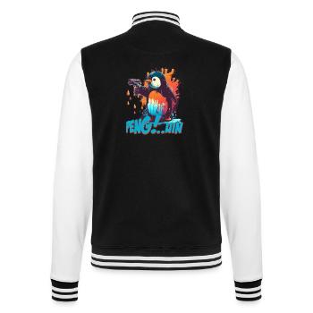 Pen.. guin penguin with pistol - College Sweat Jacket - black/white - Back - Marisol (170cm)