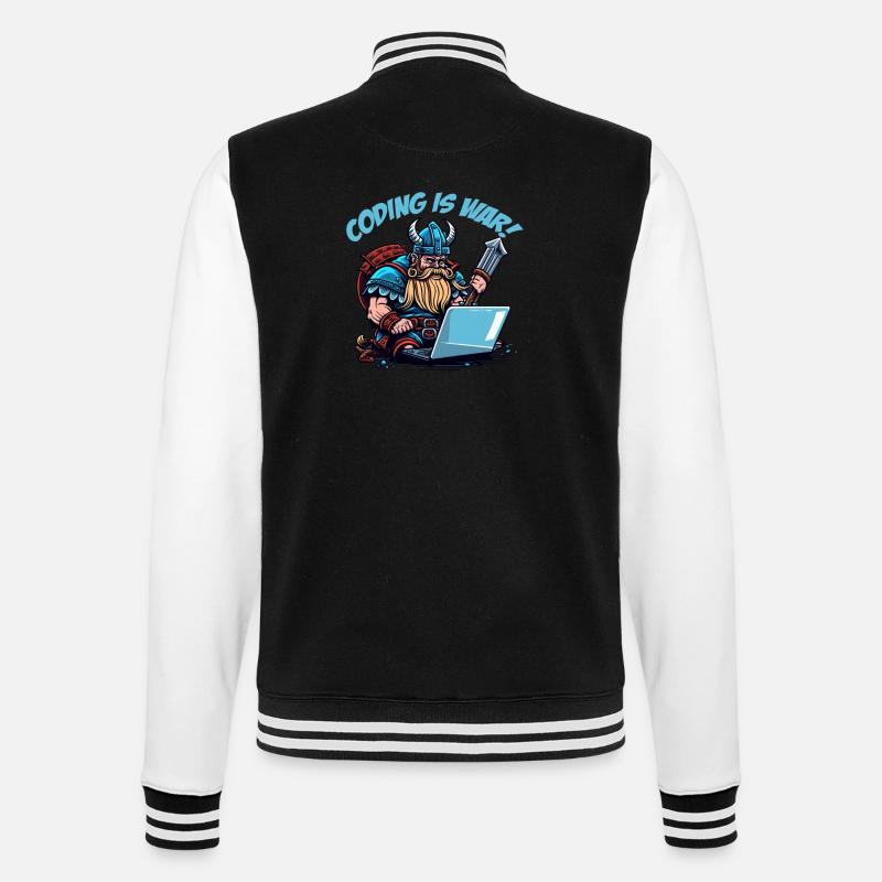 "Coding is war" Vikings - College Sweat Jacket - black/white