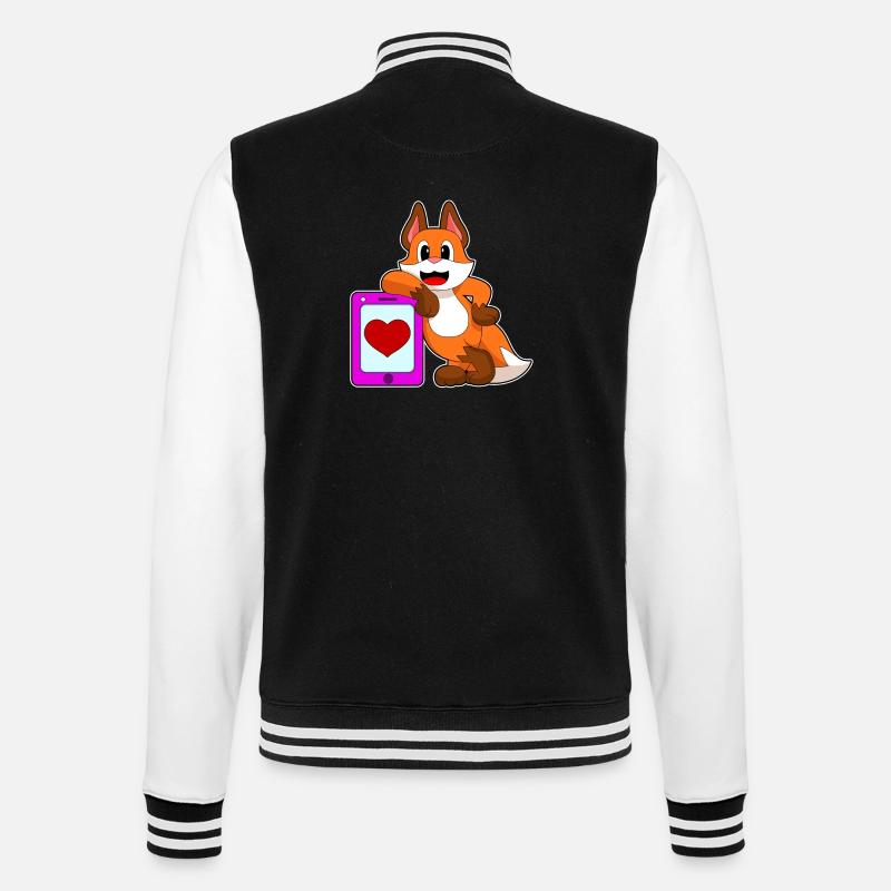 Fuchs Herz - College-Sweatjacke - Schwarz/Weiß