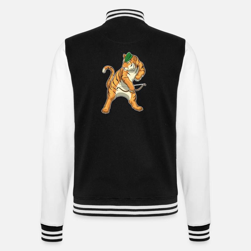 Tiger Bogenschütze Bogen - College-Sweatjacke - Schwarz/Weiß
