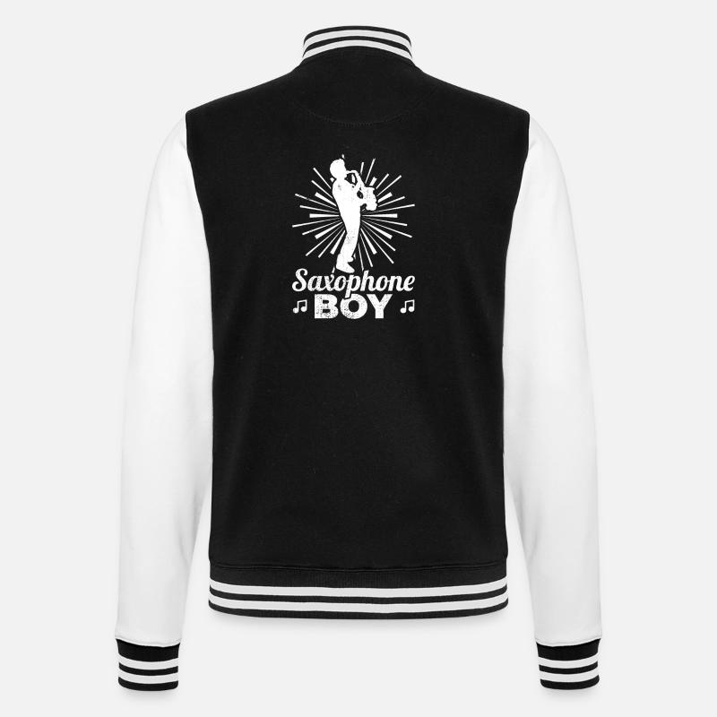 Saxophon Junge - College-Sweatjacke - Schwarz/Weiß