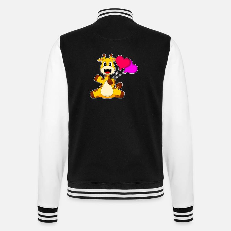 Giraffe Herz Luftballon - College-Sweatjacke - Schwarz/Weiß