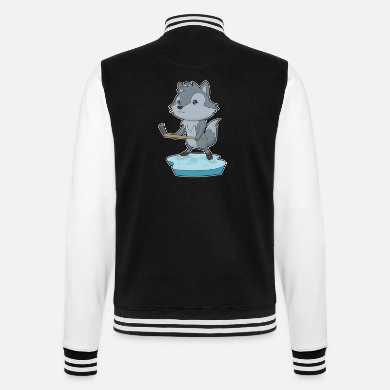 Wolf Eishockey Eishockeyschläger - College-Sweatjacke - Schwarz/Weiß