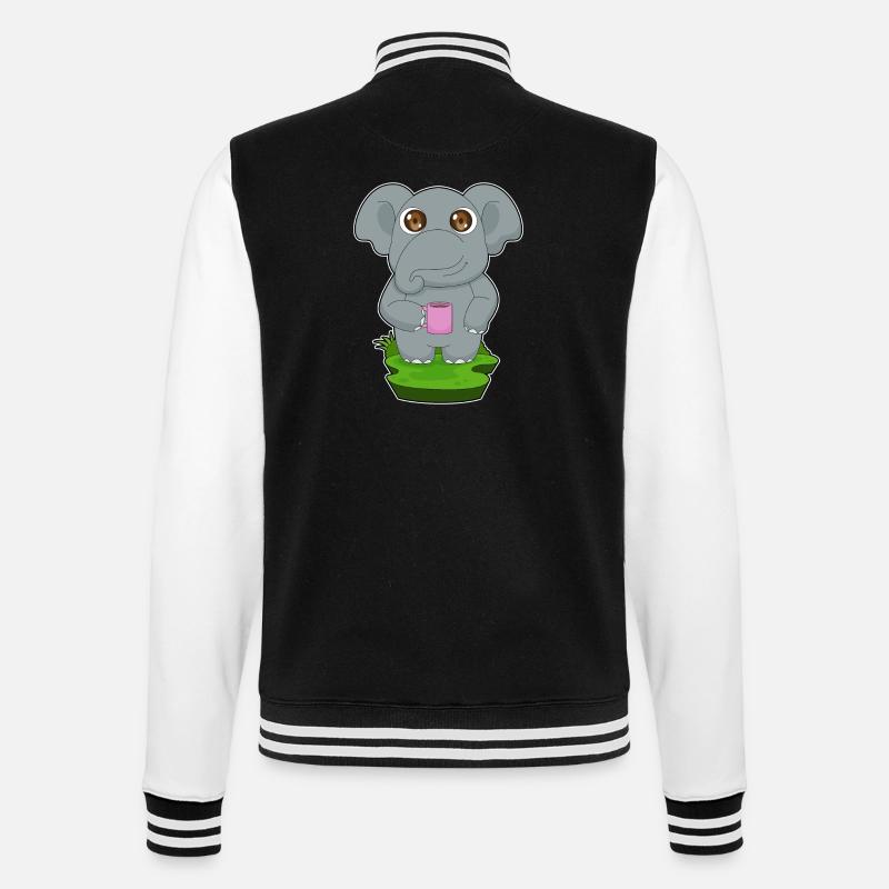 Elefant Kaffee Becher - College-Sweatjacke - Schwarz/Weiß