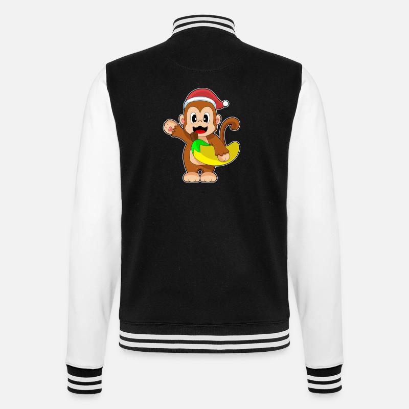 Singe Noël Banane - Veste Teddy - noir/blanc