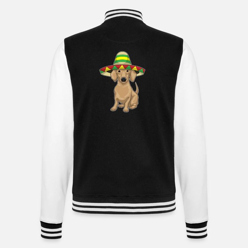 Teckel chapeau mexicain - Veste Teddy - noir/blanc