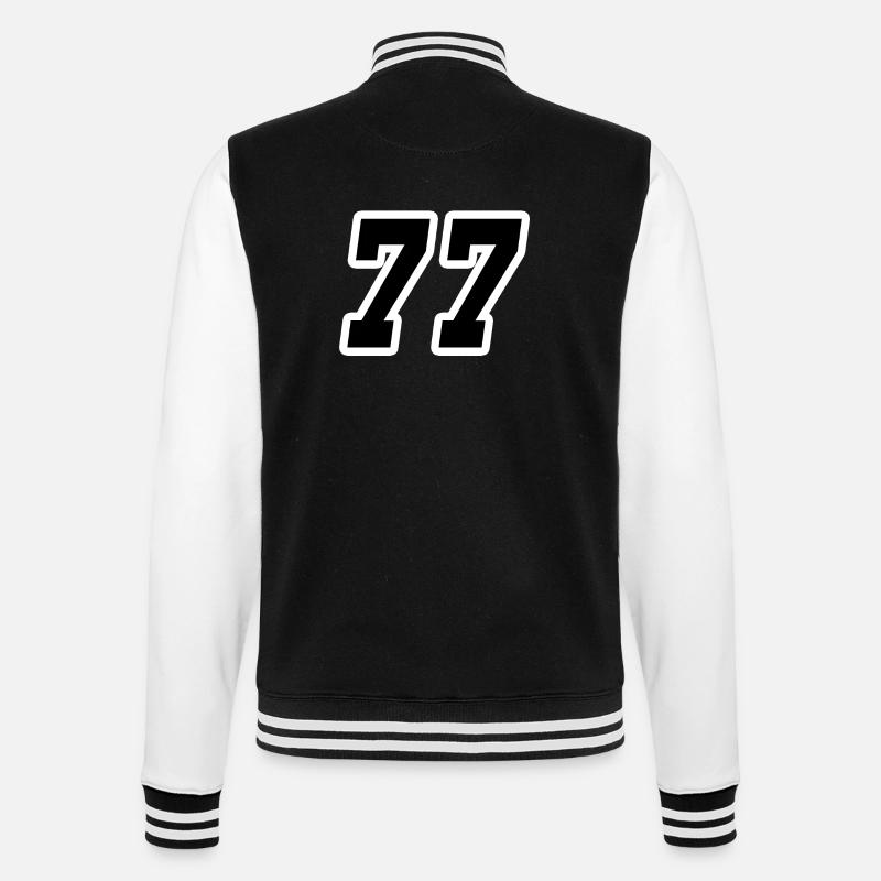 Nummer siebenundsiebzig 77 - College-Sweatjacke - Schwarz/Weiß