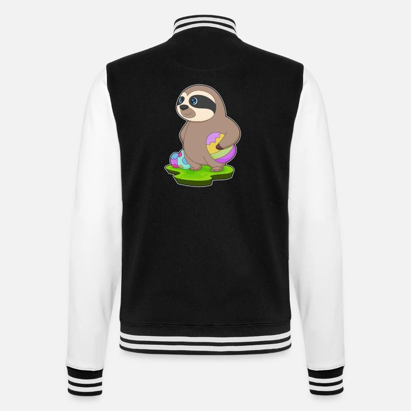 Faultier Ostern Ostereier - College-Sweatjacke - Schwarz/Weiß