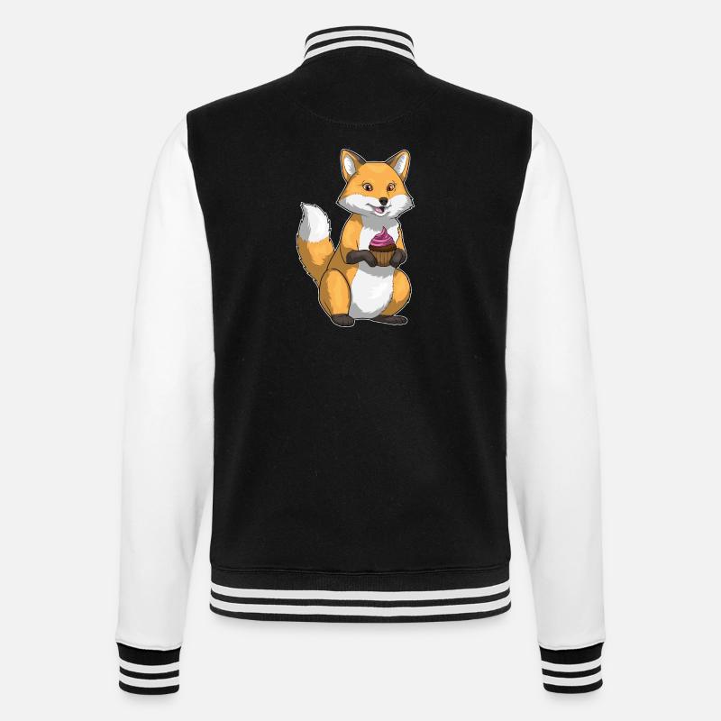 Fox Birthday Cupcake - College Sweat Jacket - black/white