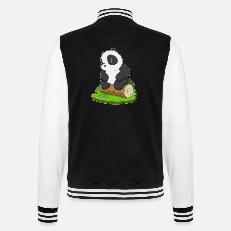 Panda Baumstamm - College-Sweatjacke - Schwarz/Weiß