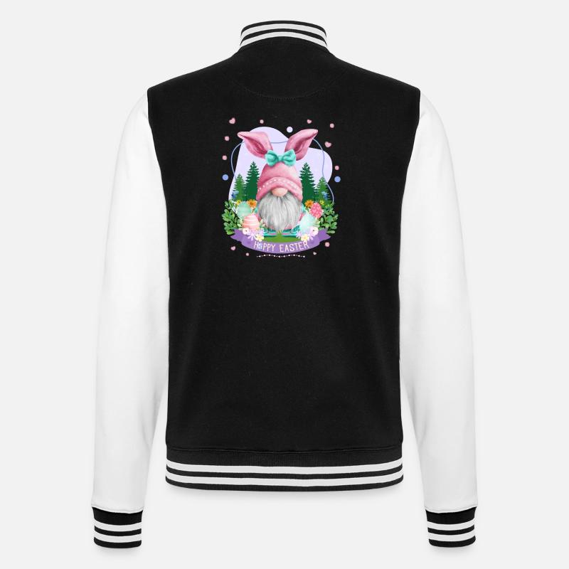 Hoppy Gnome Easter - Easter Gift Idea - College-Sweatjacke - Schwarz/Weiß