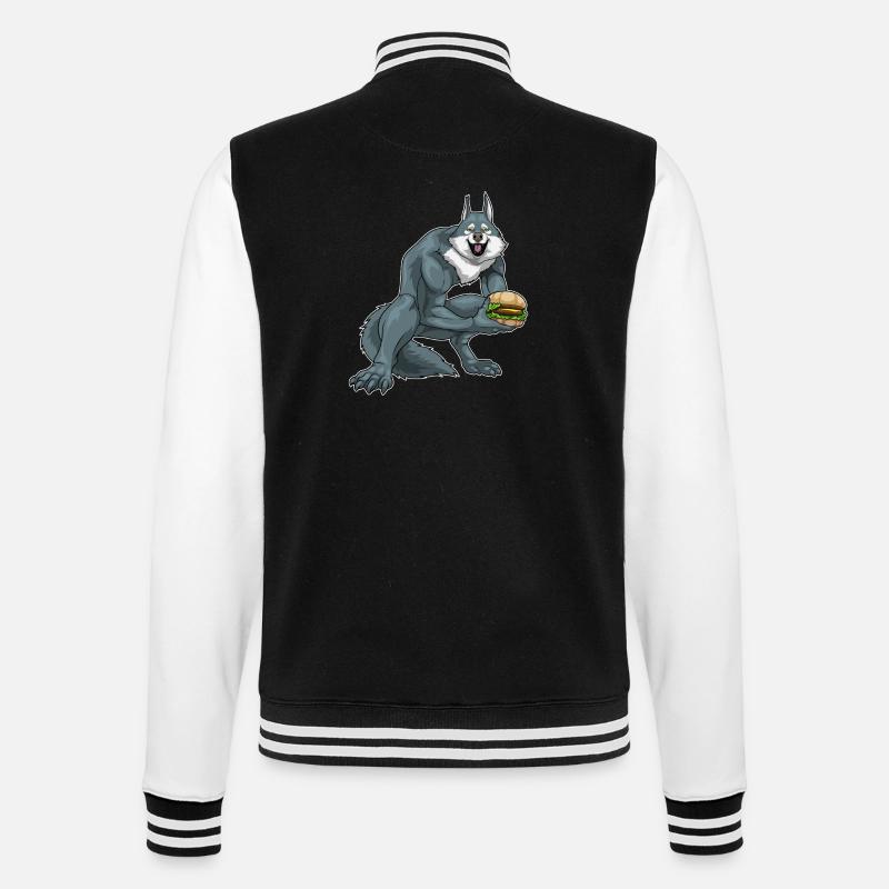 Werwolf Halloween Burger - College-Sweatjacke - Schwarz/Weiß