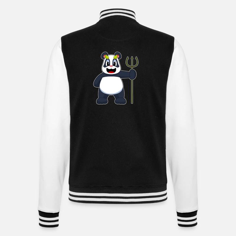 Panda Halloween Devil - College Sweat Jacket - black/white
