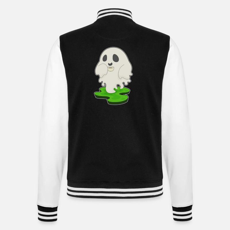 Geist Halloween Kaffee - College-Sweatjacke - Schwarz/Weiß