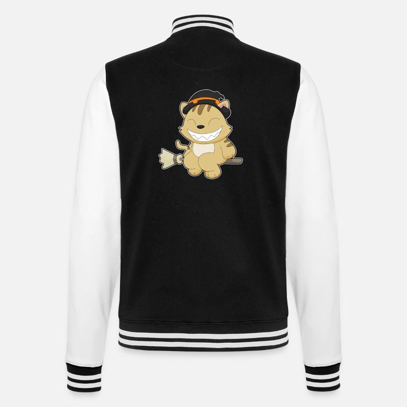 Cat Witch Broom - College Sweat Jacket - black/white