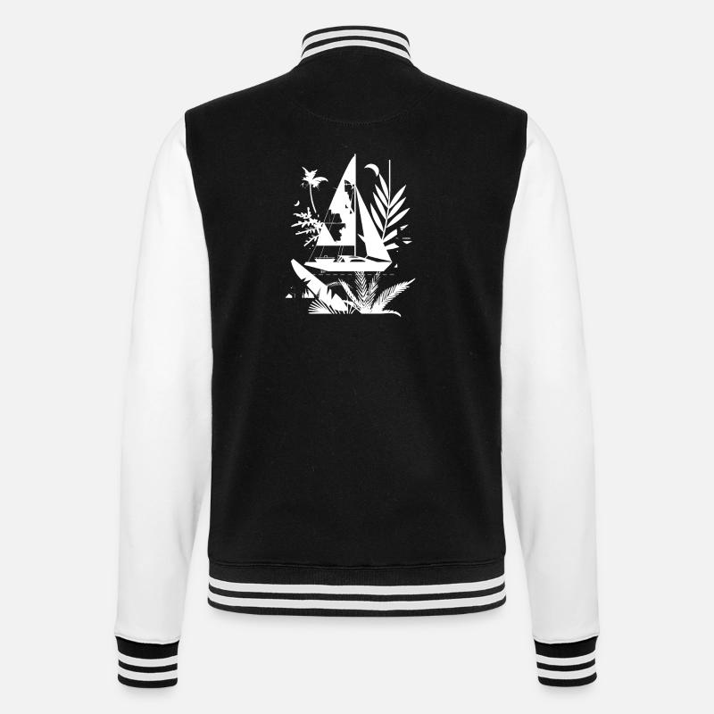 Segelboot Comic - College-Sweatjacke - Schwarz/Weiß