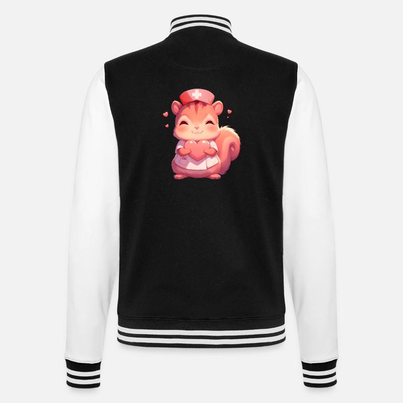 Ärztin Eichhörnchen Pflegerin Krankenschwester - College-Sweatjacke - Schwarz/Weiß