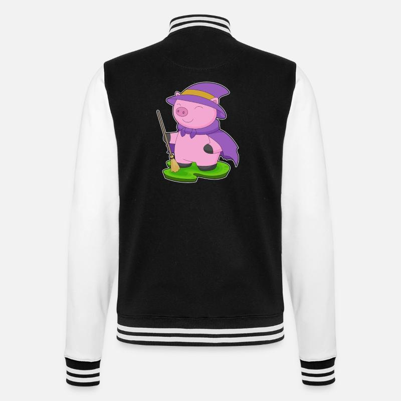 Pig Halloween Witch - College Sweat Jacket - black/white