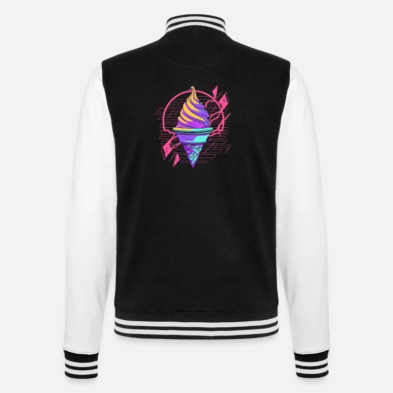 Eiswaffel Synthwave - College-Sweatjacke - Schwarz/Weiß