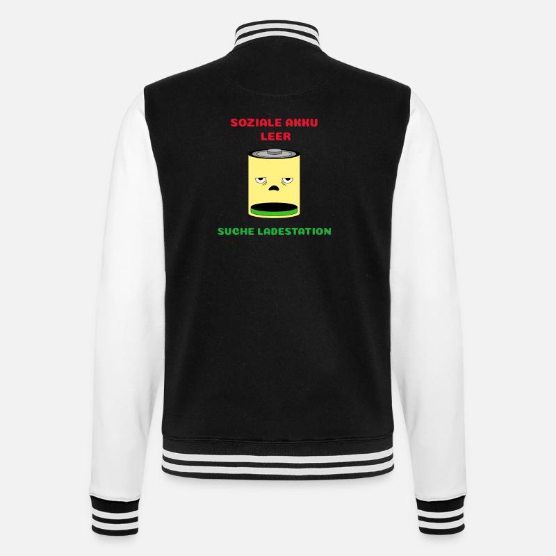 Battery empty, search charging station - College Sweat Jacket - black/white