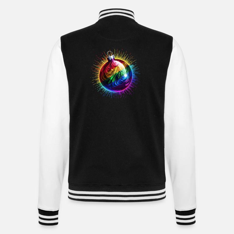 Regenbogen Weihnachtskugel LGBTQ Weihnachten - College-Sweatjacke - Schwarz/Weiß
