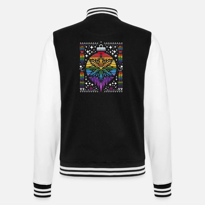 Christbaumkugel Strickmuster Regenbogen LGBTQ+ - College-Sweatjacke - Schwarz/Weiß