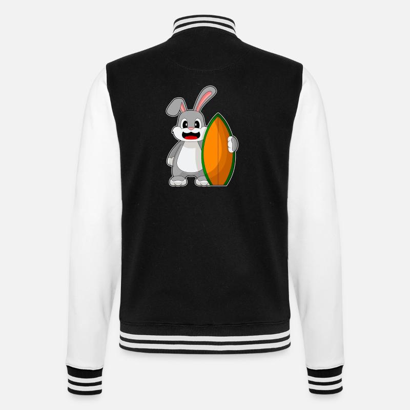 Bunny Surfer Surfboard - College Sweat Jacket - black/white