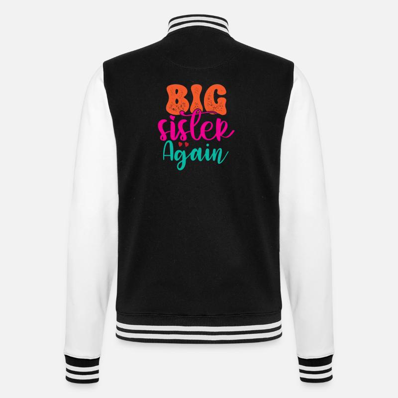Große Schwester Geschenk Wieder Große Schwester - College-Sweatjacke - Schwarz/Weiß