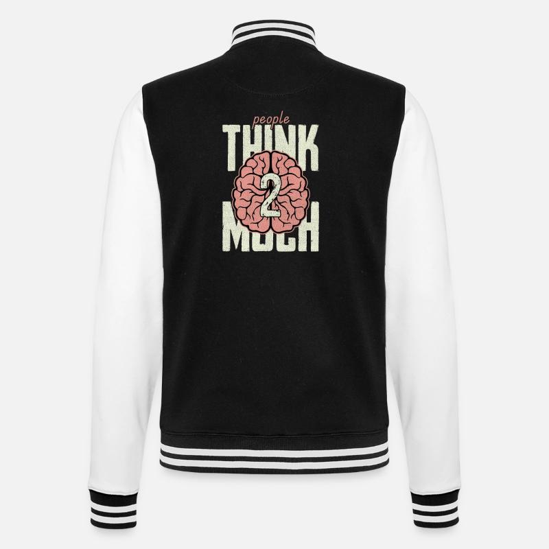 people think 2 much - College Sweat Jacket - black/white