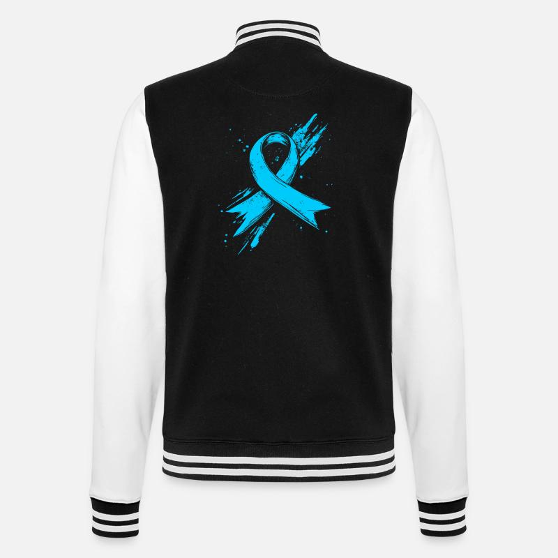 Prostata Krebs Bewusstein Schleife Hellblau - College-Sweatjacke - Schwarz/Weiß