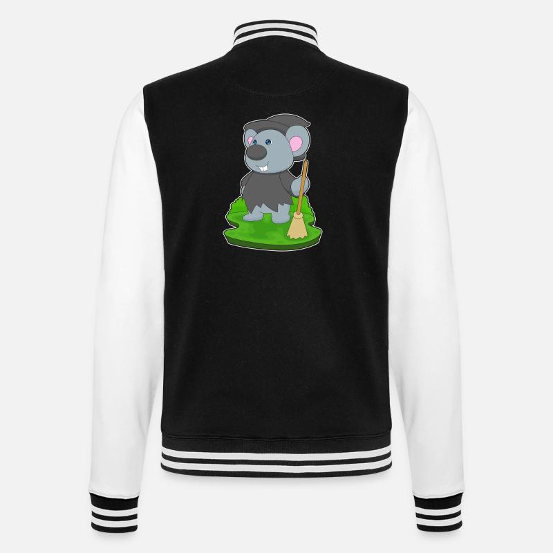Mouse Witch Broom - College Sweat Jacket - black/white