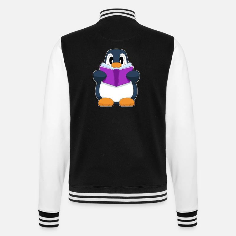 Pinguin Nerd Buch - College-Sweatjacke - Schwarz/Weiß