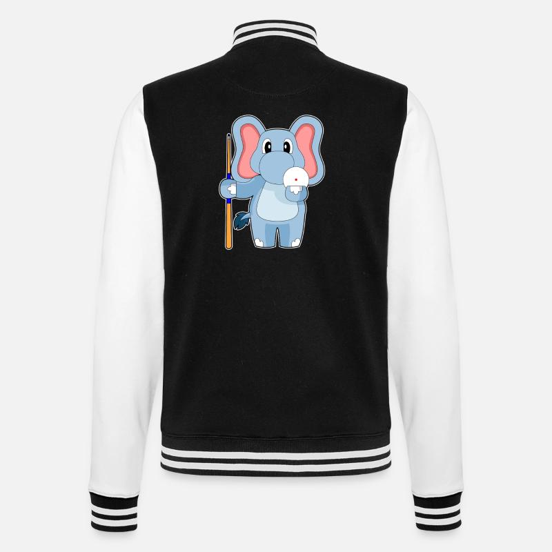 Elephant Billiard Cue - College Sweat Jacket - black/white