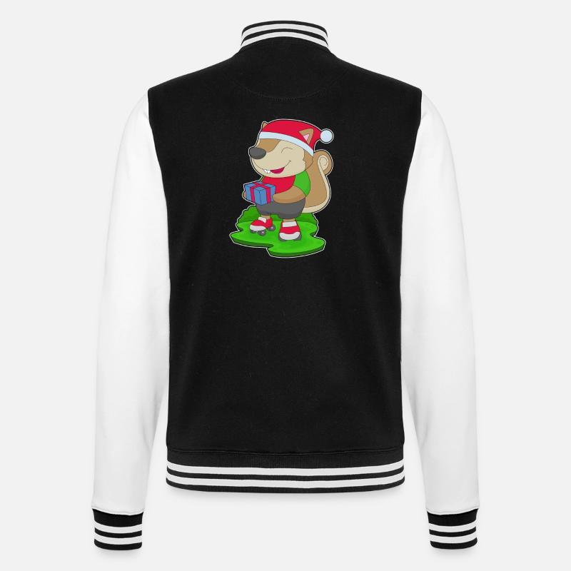 Eichhörnchen Weihnachten Inline skating - College-Sweatjacke - Schwarz/Weiß