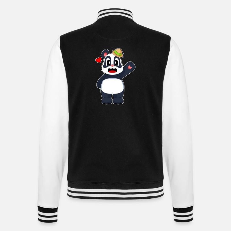 Panda Hat - College Sweat Jacket - black/white